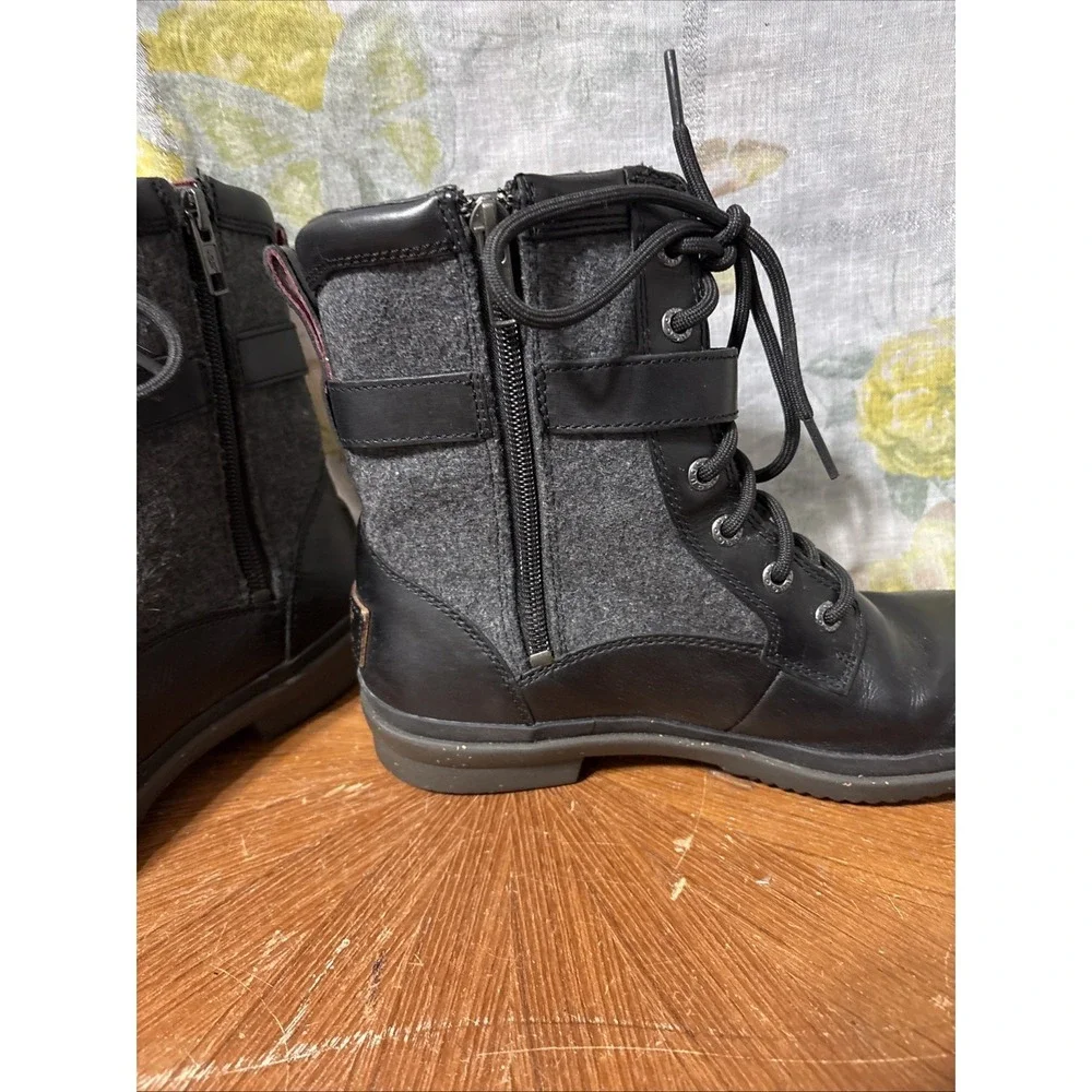 Ugg Kesey Womens Boot Waterproof Full-Grain Leather‎ Wool-Blend Black Size 8